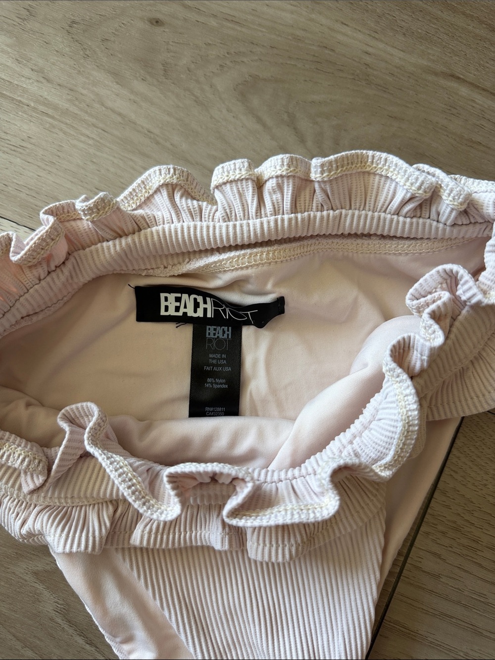 Beach Riot Ribbed Ruffle Bikini Bottom - Pale Pink - Picture 3 of 3